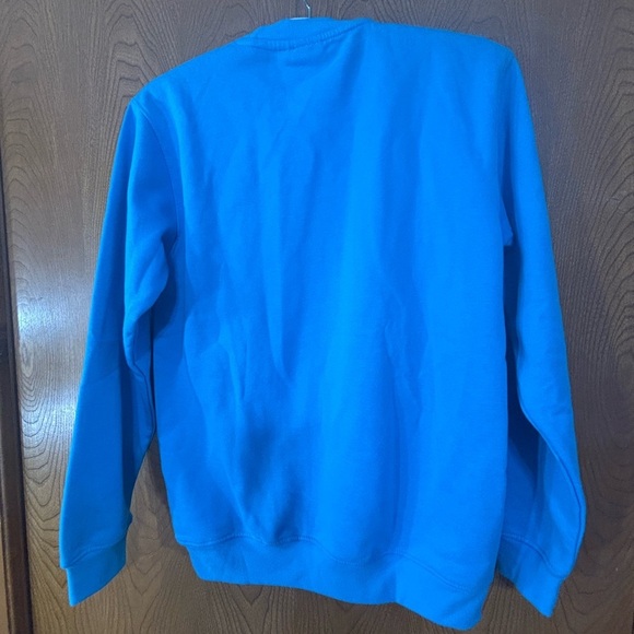 Vibrant Blue Sweatshirt with Peacock Embroidered Art - Picture 4 of 4